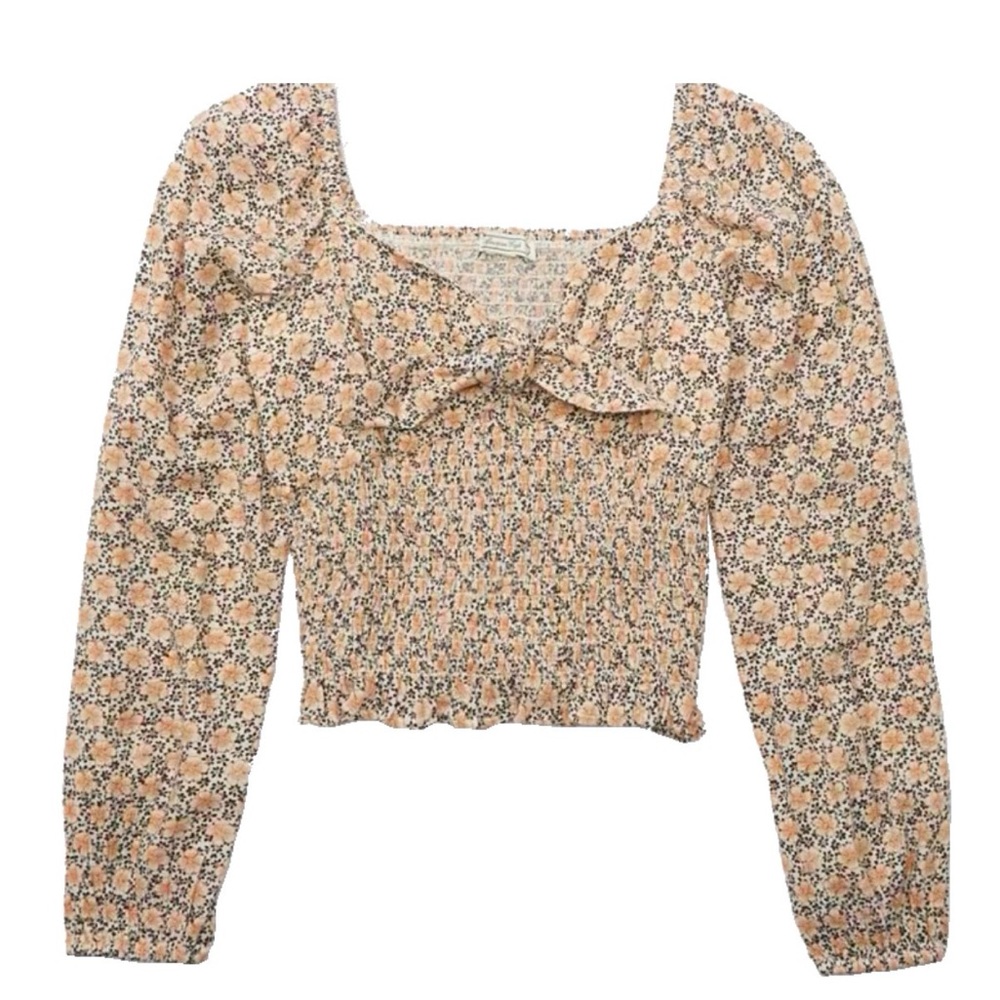 American Eagle Outfitters Floral Smocked Blouse